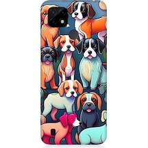 Realme C21 Uyumlu Sevimli Pastel Köpekler Desenli Silikon Kılıf
