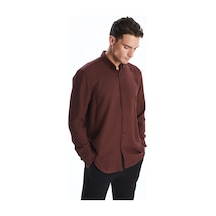 Lcw Vision Bordo Slim Fit Uzun Kollu Armürlü Erkek Gömlek