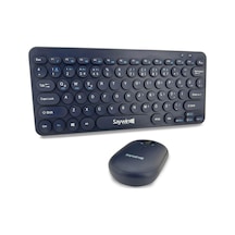 Bluetooth Klavye Mouse Set Yuvarlak Tuşlu Ev Ve Ofis Kullanımına Uygun Türkçe Q Taşınabilir Kablosuz Klavye Lacivert Renk Sw-500 Diğer