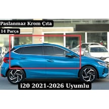 Hyundai I20 Cam Çerçevesi Kenar Çıtası Krom Tamtur 2019+ 14 Parça