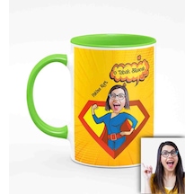 Kişiye Özel Anneler Günü Temalı Karikatürlü Yeşil Kupa Bardak Y3