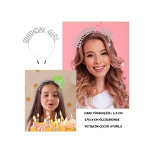 Kristal Taşlı Gümüş Birthday Girl Yazılı Doğum Günü Parti Tacı 19x11cm Çocuk
