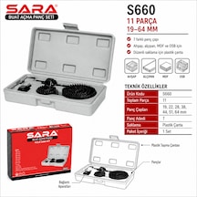 Sara S660 Buat Açma Panç Seti 11 Parça, 19-64 Mm