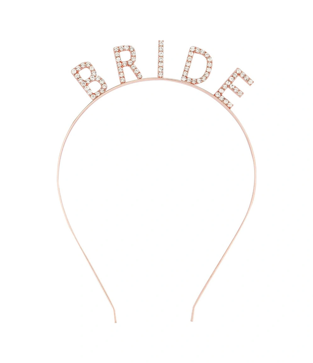 Rose Gold Renk Bekarlığa Veda Kristal Taş Bride Tacı İthal 16x10 Cm Çocuk