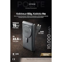 Simex 10.000mAh MagSafe Powerbank 15W Wireless / 22.5W Hızlı Şarj - Dahili Type-C Lightning Kablolu S-38