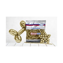 Gold Krom Sosis Balon 10 Adet Beyaz