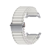 Caseonn Samsung Uyumlu Galaxy Watch Ultra 2 Kordon Titanyum Tokalı Alpin Kumaş Kayış Beyaz
