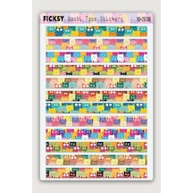 Sevimli Kedi Temalı Washi Tape Bant Sticker Seti - 12 Adet Şekilli Bant Etiket Çıkartma Diğer