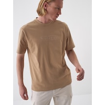 Xint Camel Pamuk Dokulu Regular Fit Tişört 502250