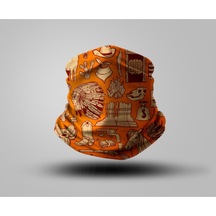 Buffalo Turuncu Desenli Bandana Siyah