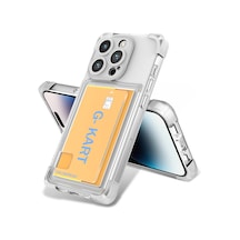 Zore Apple Uyumlu iPhone 14 Pro Max Kılıf Airbag Tasarımlı Şeffaf Kartlıklı G-kart Kapak - Ren Renksiz
