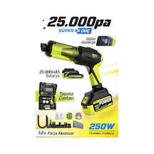 7go 7gab-04 25.000 Pa Şarjlı Araç Süpürgesi Ve Hava Üfleme Makinesi 90.000 Rpm Fırçasız Motor, 2's Yeşil