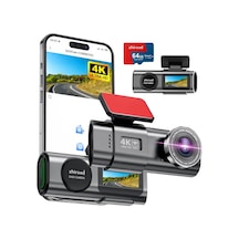 4k Wifi Ön Araç İçi Kamera, Uygulama Kontrolü, 64 G Sd Kart Ve Çıkarılabilir Tutuculu, 1,47 İnç Ips Ekran, 170 Süper Geniş Açı, Gece Görüşü, Wdr, G Sensörü, Döngü Kayıt, 24 Saat Park İzleme