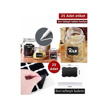 25 Adet Kavanoz Baharat Kalemli Sticker Etiketi Mıt1102 Siyah