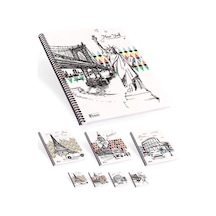 Keskin Defter A4 Spralli Plastik Kapak World Cities 100 Yaprak Kareli