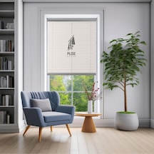 Plise Dekor Açık Gri Plise Perde - Cam Balkon Perdesi Yapıştırma Profilli