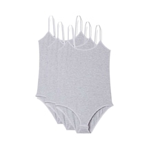 3 Adet İp Askılı Kadın Çıtçıtlı Body Gri Beden: Xl Çok Renkli