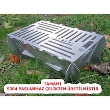Lazer Tamamı Paslanmaz Çelik Mangal Portatif Pratik Katlanabilir 41x25 Cm Çok Renkli