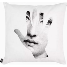Fornasetti Mano Dekoratif Yastık, Çift Taraflı Sanat Ve Koleksiyonluk Yastık Kılıfı Beyaz 40 X 40