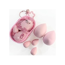 Rose Cosmetics 5'li Pembe Makyaj Süngeri Seti - Özel Fermuarlı Yıldız Anahtarlıklı Çanta Dahil - Fondöten, Kapa