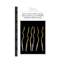 Delux Serisi Altın Rengi Salon Aksesuarı Kıvrımlı Fiğürlü Mum Gold