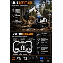 3in1 Excavator Kırıcı Delici Taşıyıcı Rc Uzaktan Kumandalı Işıklı Sesli Metal Alaşım Ekskavatör İş Makinesi Beyaz