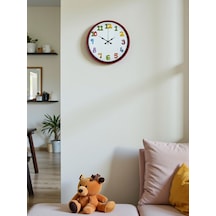 36 Cm Kırmızı Çocuk Odası Duvar Saati Çok Renkli 64442764