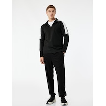 Koton Rahat Kesim Fermuarlı Cep Detaylı Beli Bağcıklı Viskon Jogger Spor Eşofman Altı Siyah 6wam40063nk Siyah