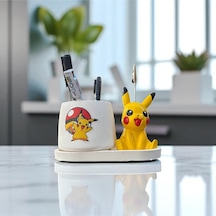 Dekoratif Sevimli Pikachu Baskılı Kalemlik Ve Pikachu Notluk Seti Renkli