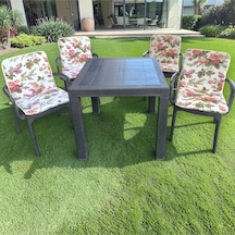 Lüks Arkalıklı Sandalye Minderi 6lı 4cm Süngerli İngiliz Gülü 42x42 Çok Renkli