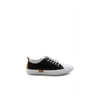 Siyah Hakiki Deri Kadın Sneaker K01465065403 Siyah
