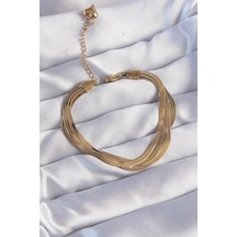 Ezoconcept 316l Çelik Gold Renk İtalyan Zincir Model Çoklu Bileklik 001