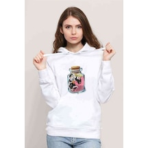 Anime One Piece Pirate Baskılı Beyaz Kadın Kapşonlu Sweatshirt