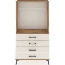 Arges Dolap Tek Raflı 4 Çekmeceli Tek Askılı 88x30x163 Çam-aytaşı Atlas Çam