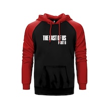 The Last Of Us 2 Text Kırmızı Renk Reglan Kol Kapşonlu Sweatshirt Kırmızı