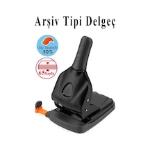 Büyük Delgeç 65 Yaprak Kapasiteli 1 Adet Arşiv Tipi Kollu Delgeç Metal Perfaratör Profesyonel Kağıt Delici Delgec Siyah