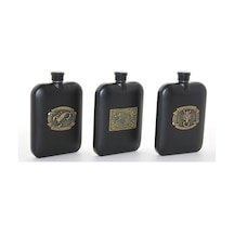 Paslanmaz Çelik Kabartmalı Tekli 6 Oz Matara Altın - Siyah