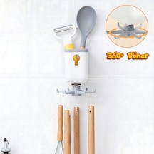 Shimo 360 Döner Askılı Mutfak Ve Banyo Organizeri - Çok Amaçlı Pratik Düzenleyici Beyaz