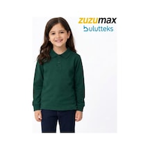 Bulutteks Okul Yeşil Zümrüt Yeşili Polo Yaka Uzunkol Tişört Kıyafetleri Üniforması Çocuk Genç