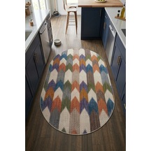 Raschel Carpet Oval Bohem Yıkanabilir Leke Tutmaz Modern Mutfak Halısı Multi Renkli Özel Seri Kaymaz Taban Halı Rc Multı Mutfk Yenımdlelıps 001 Çok Renkli