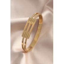 Ezoconcept Çelik Gold Renk Kaburga Model Kelepçe Kadın Bileklik 001
