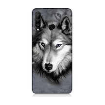Huawei P30 Lite Uyumlu Mavi Gözlü Kurt Desenli Silikon Kılıf