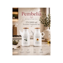 Etiketli 2 Adet 1000ml Porselen Yaglık&sirkelik 2'li Yağdanlık Set Beyaz Beyaz