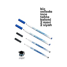 Velleda İnce Tahta Kalemi 2 Mavi 2 Siyah Çok Renkli