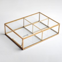 3 Bölmeli Cam Organizer Pirinç & Gold
