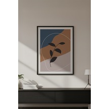 Huhuli Ahşap Siyah Çerçeveli Soyut Çiçek Desenli Tablo Huhu652