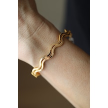 Yenigün Kuyumculuk 14 Ayar Altın İkili Zikzak Ajda Görünümlü Kelepçe Klp31874 Sarı Altın