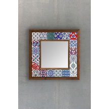 Oscar Stone Decor Oscar Stone Ahşap Çerçeveli Mozaik Doğaltaş Ayna 33 Cm X 33 Cm Çini Ayna Ayn-010 Diğer