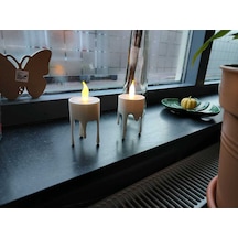 Damla Tasarımlı Modern Mumluk Dekoratif Mum Standı Beyaz