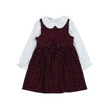 Civil Girls Taş Baskılı 10-13 Yaş Elbise - Bordo